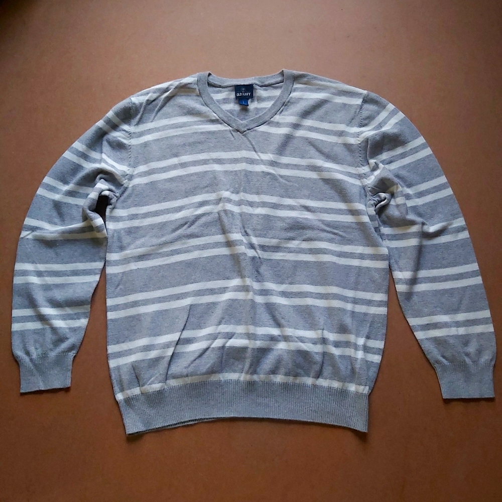 Old Navy Striped Long Sleeve Shirt V-Neck Sweater